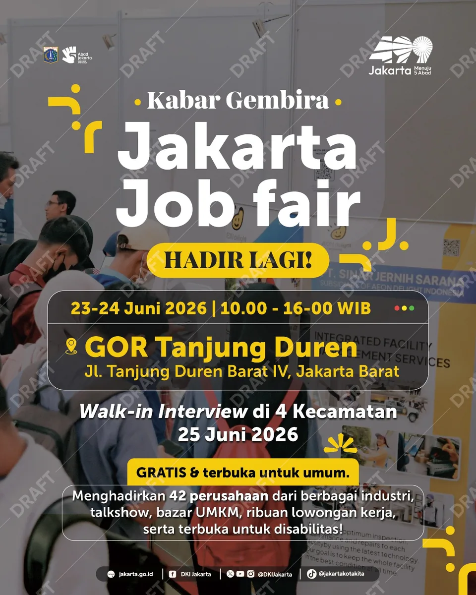 Job Fair Provinsi Kalimantan Tengah 2026 (Suku Dinas TKTE Wilayah Provinsi Kalimantan Tengah Barat) : 23-24 Juni 2026